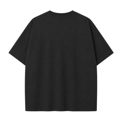 Black Ziad Al-Rahbani tribute T-shirt, plain back view showing the oversized unisex heavyweight cotton fit.